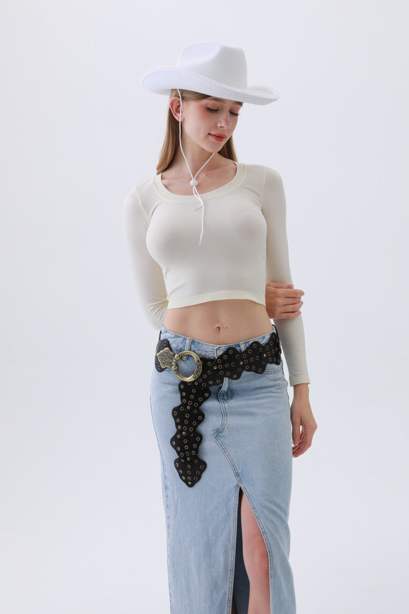 Vintage Leaf Stud Belt – Adjustable Bohemian Waist Cincher🌿✨ Leto Collection