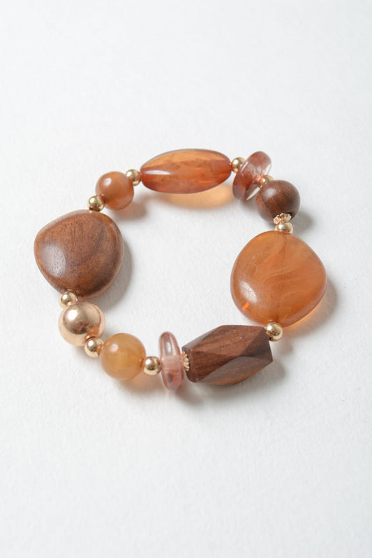 Rustic Wood and Stone Fashion Bracelet Leto Collection