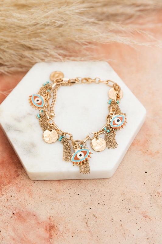 Golden Gaze Eyelet Charm Bracelet Leto Collection