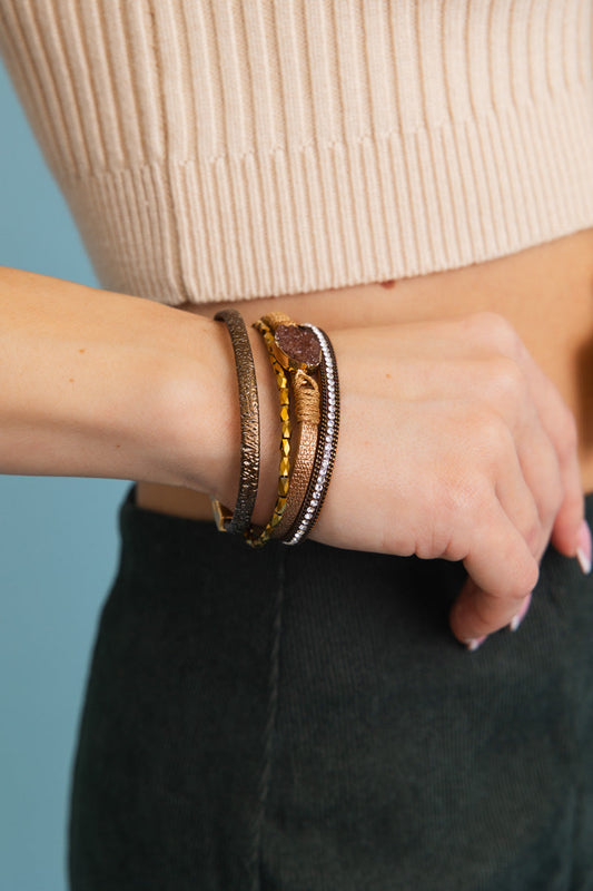 Boho Stone Charm Layered Bracelet Leto Collection