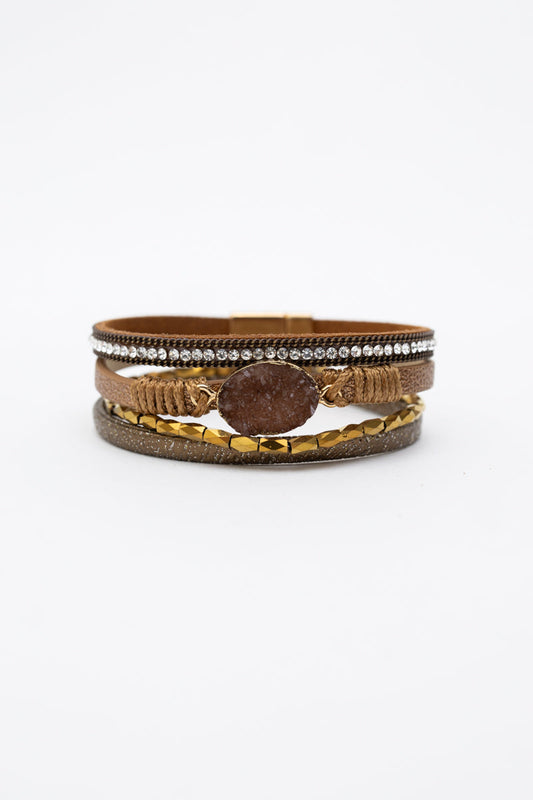 Boho Stone Charm Layered Bracelet Leto Collection
