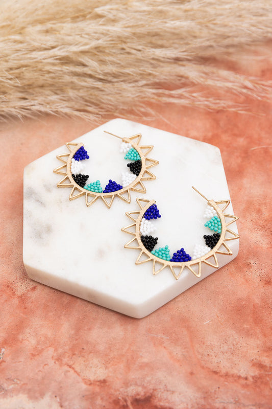Color Splash Beaded Semi Hoop Earrings Leto Collection