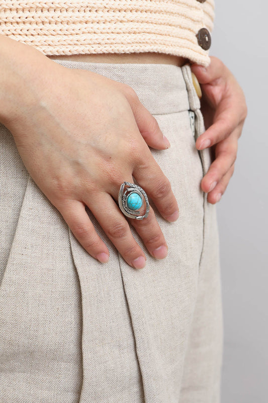 Western Native Adjustable Turquoise Ring💍 Leto Collection