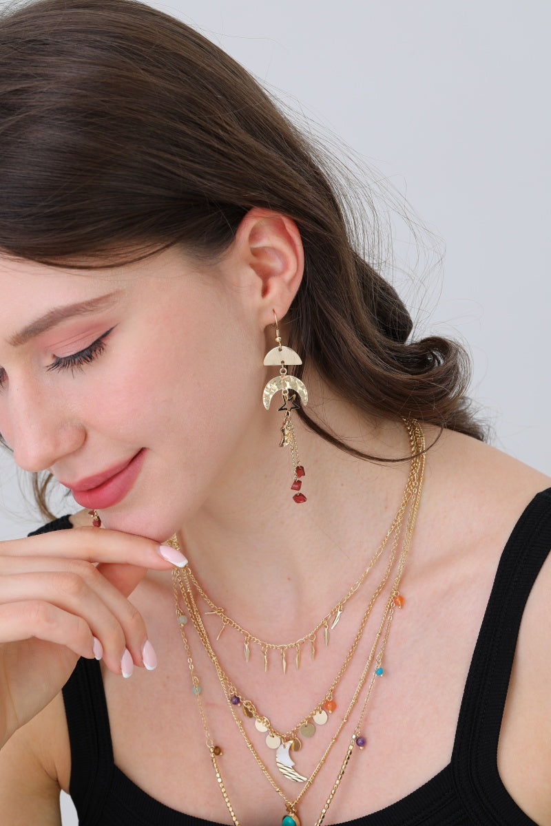 Gold Fan & Moon Drop Dangle Earring 🌙 Leto Collection