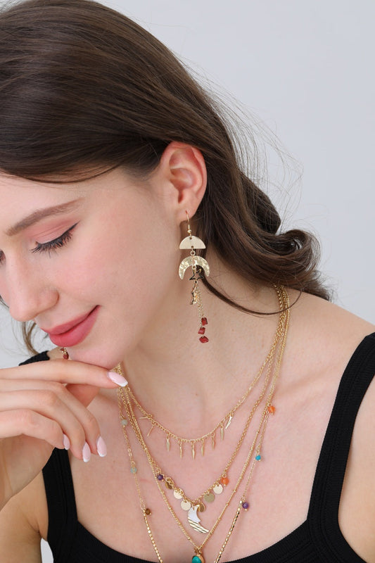 Gold Fan & Moon Drop Dangle Earring 🌙 Leto Collection