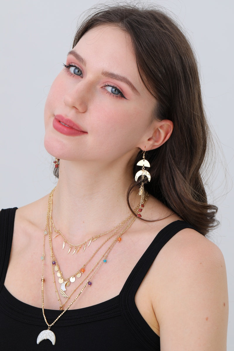 Gold Fan & Moon Drop Dangle Earring 🌙 Leto Collection