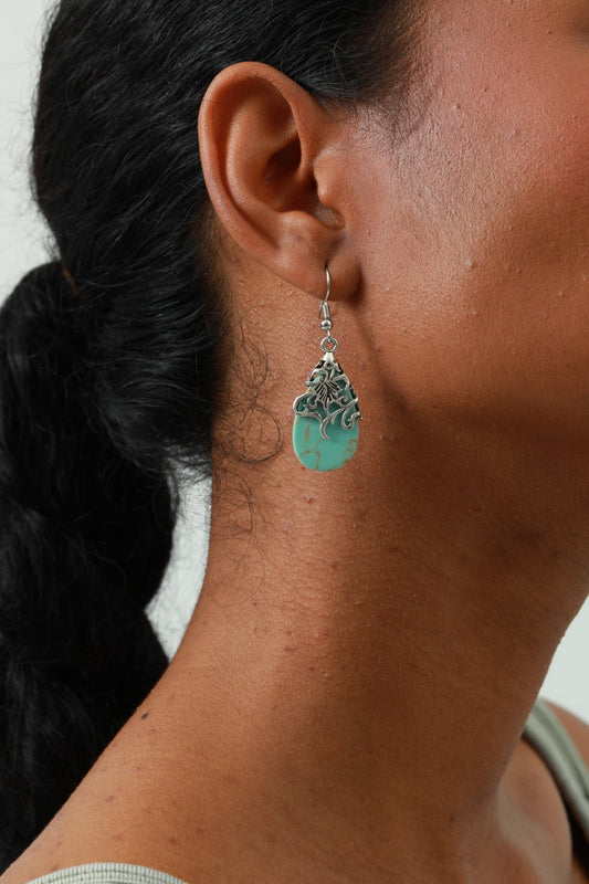 Ethnic Openwork Earrings – Carved Turquoise Inlay💎 Leto Collection