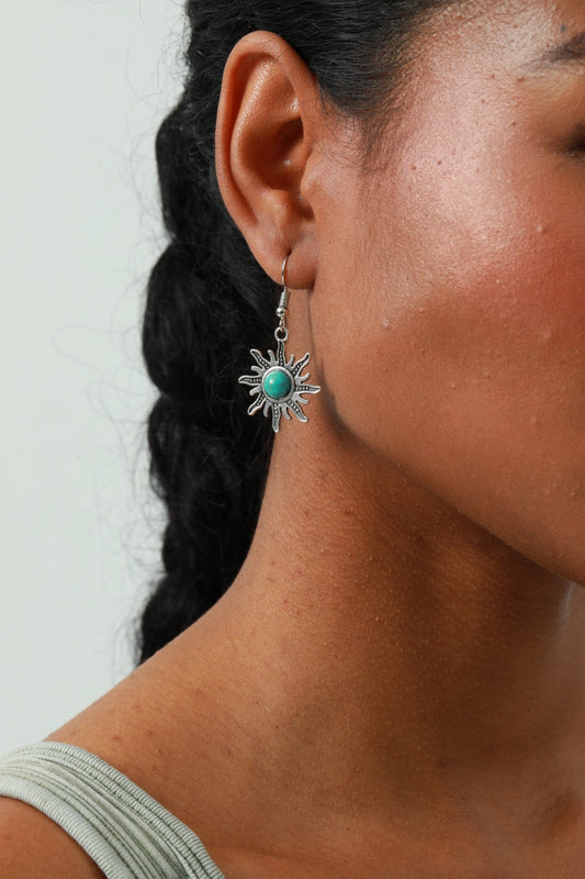 Mini Sun Earrings – Turquoise Inlay Accent🌞 Leto Collection