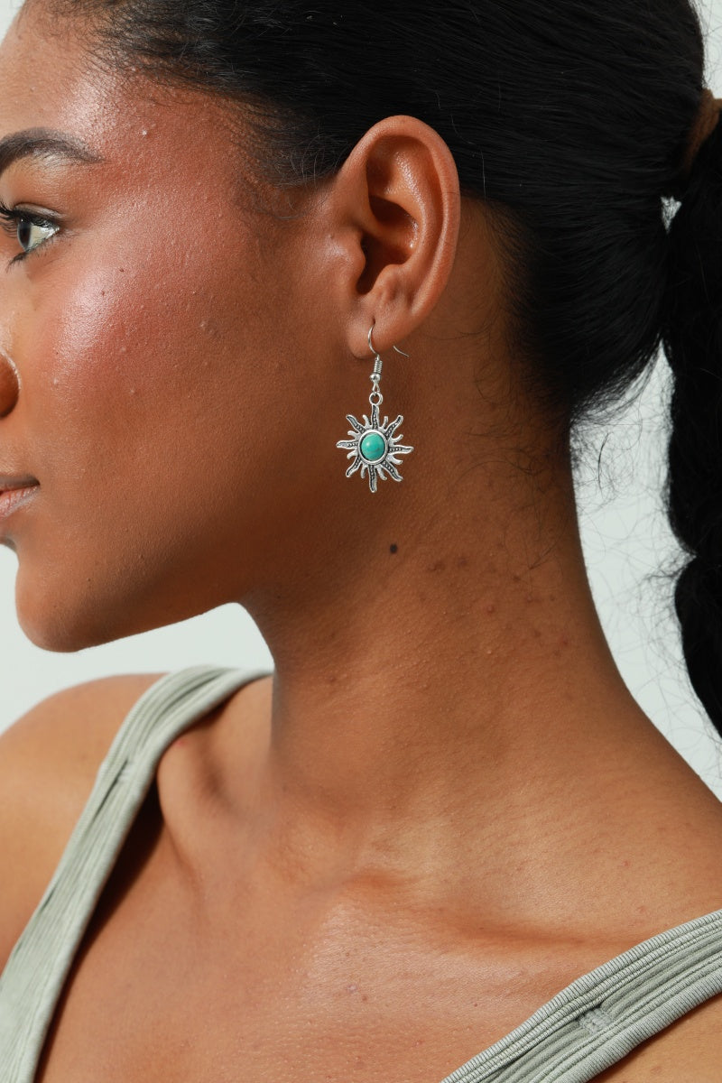 Mini Sun Earrings – Turquoise Inlay Accent🌞 Leto Collection