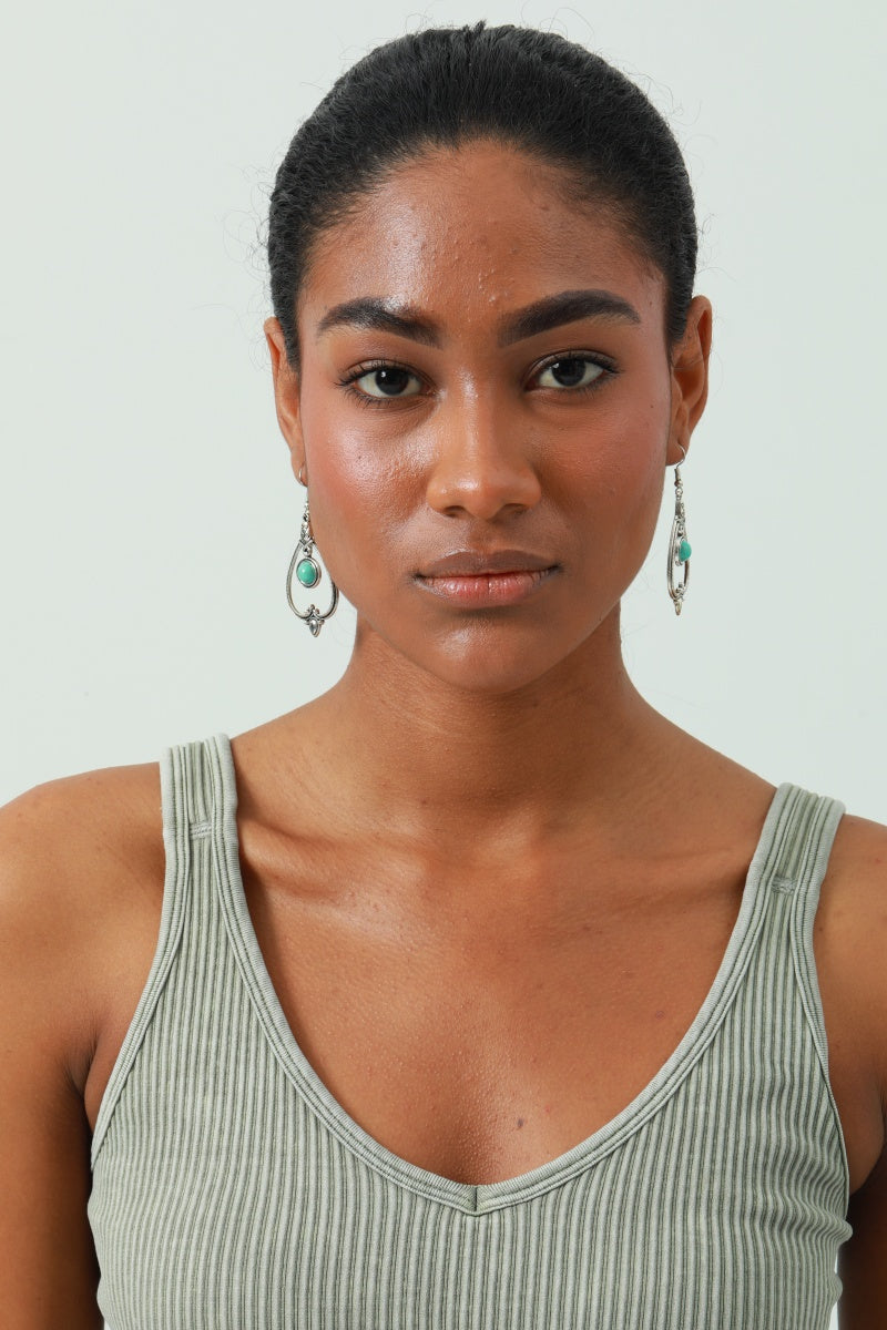 Boho Heart Earrings - Cutout Design & Turquoise Accent💙 Leto Collection