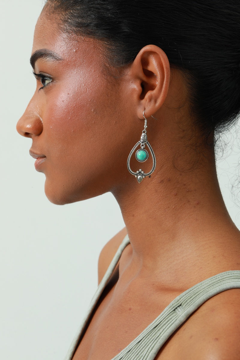 Boho Heart Earrings - Cutout Design & Turquoise Accent💙 Leto Collection