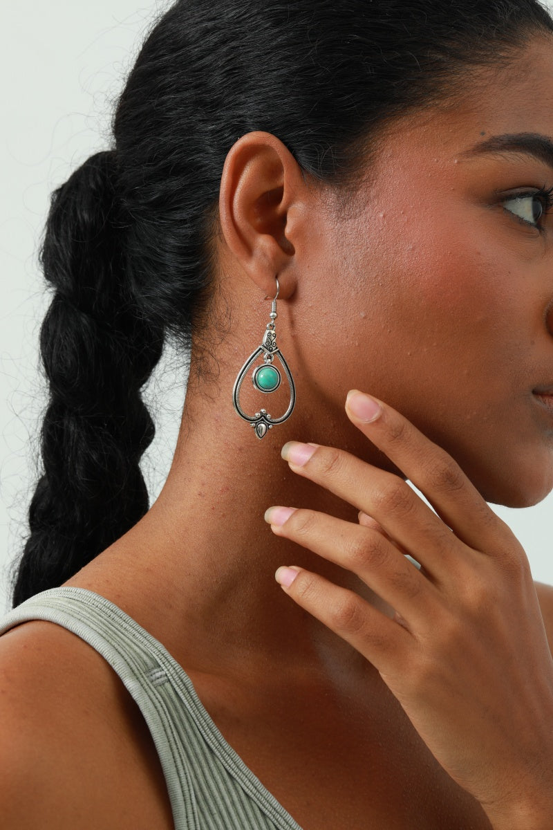 Boho Heart Earrings - Cutout Design & Turquoise Accent💙 Leto Collection