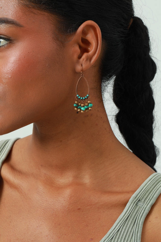 Vintage Boho Earrings – Turquoise & Tassel Details💎 Leto Collection