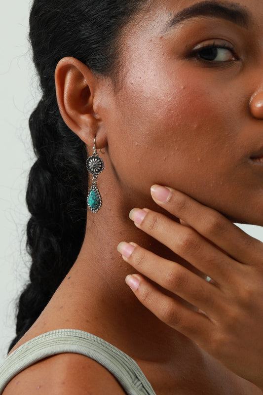 Vintage Floral Earrings – Boho Turquoise Accent💎 Leto Collection