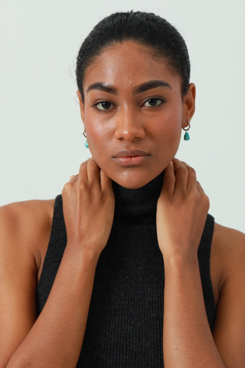 Natural Turquoise Earrings – Irregular Stone Design 💎 Leto Collection