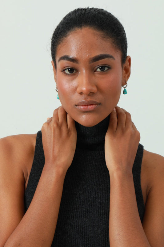 Natural Turquoise Earrings – Irregular Stone Design 💎 Leto Collection