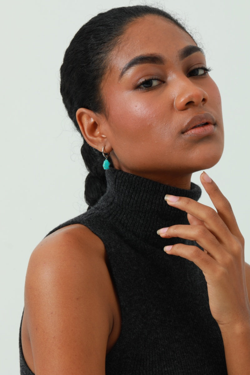 Natural Turquoise Earrings – Irregular Stone Design 💎 Leto Collection