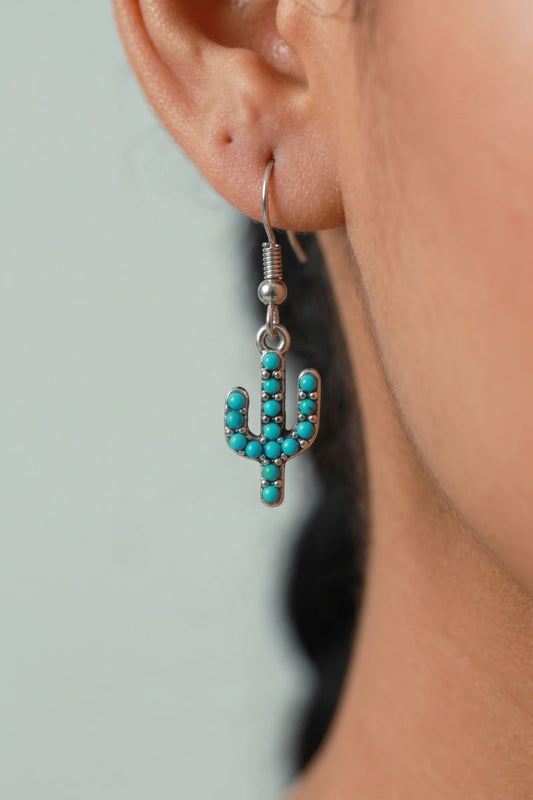 Turquoise Cactus Drop Earrings - Bohemian Desert Style 🌵 Leto Collection
