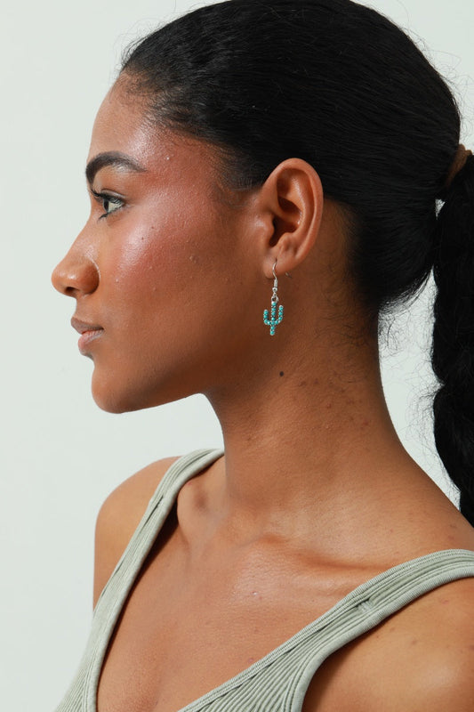 Turquoise Cactus Drop Earrings - Bohemian Desert Style 🌵 Leto Collection