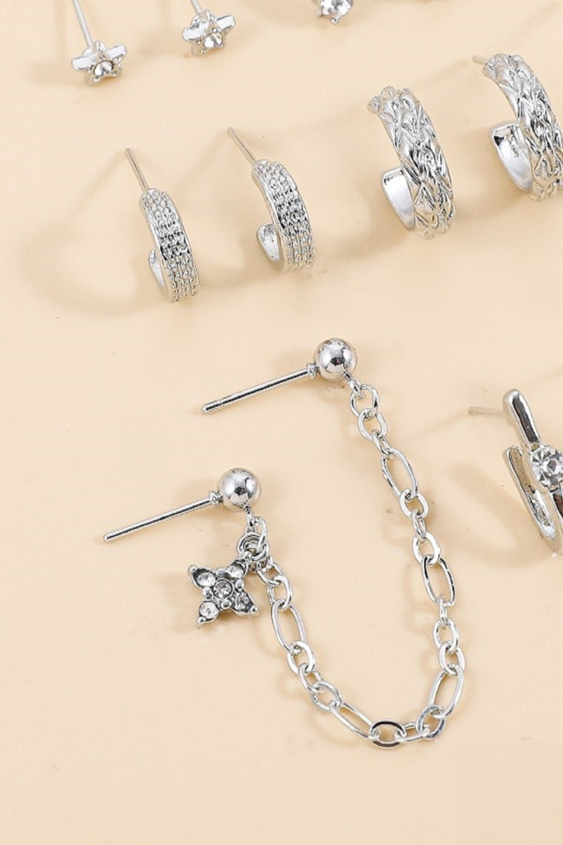 Star Moon Zircon Chain Earrings Set Leto Collection