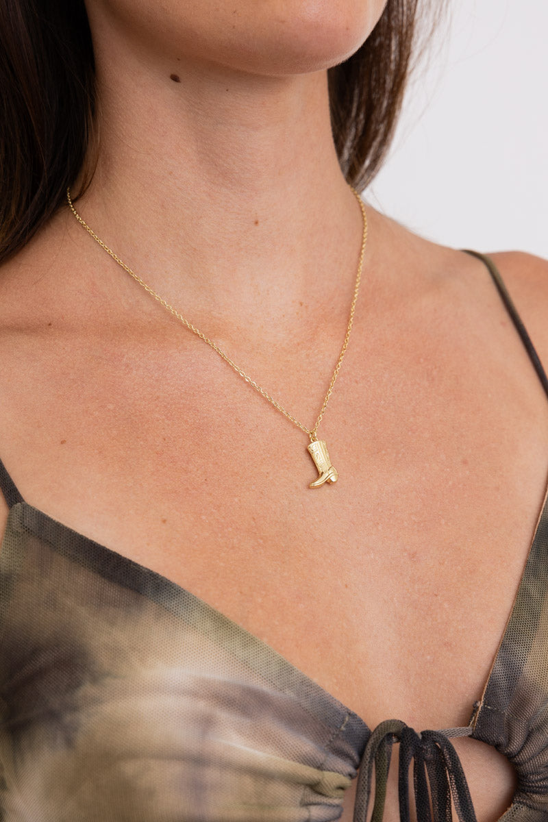 Yeehaw Cowboy Boot Pendant Necklace 👢 Leto Collection
