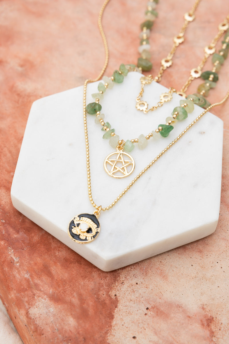 🪬 Mystic Emerald Enclave Necklace – Ancient Boho Vibes Leto Collection