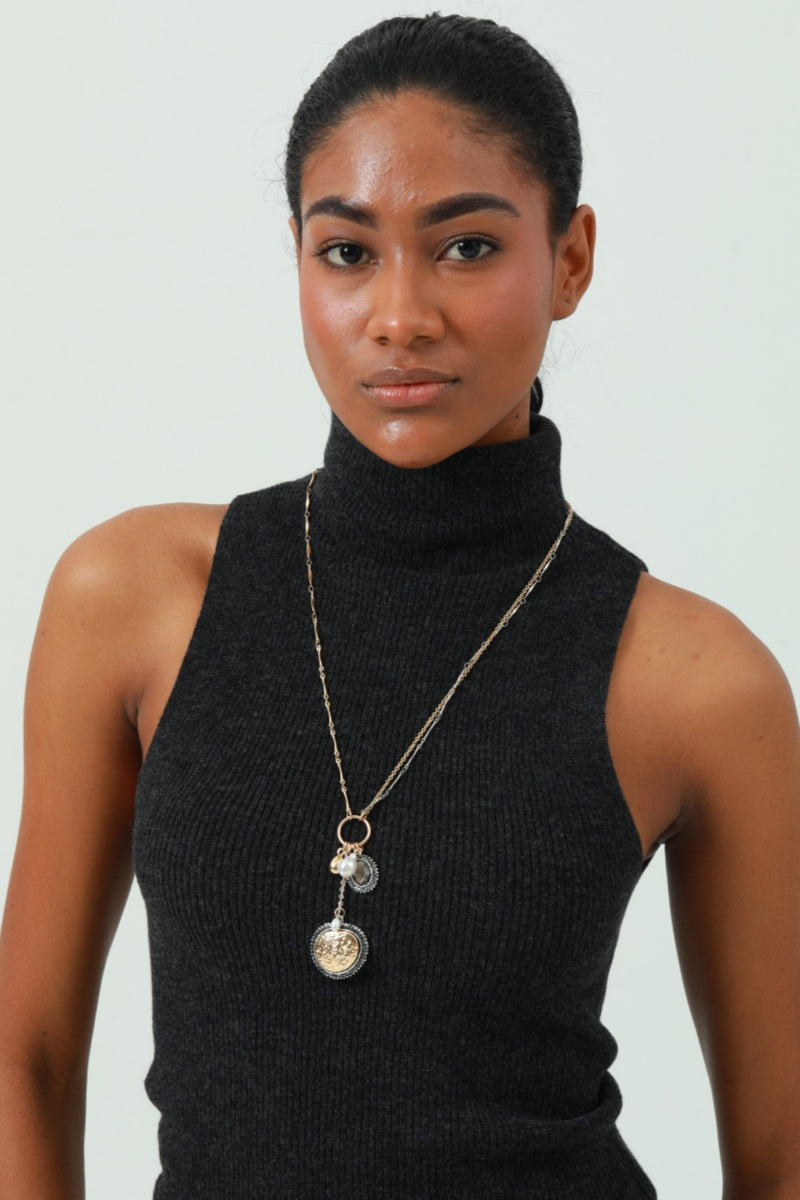 Multi-Pearl & Crystal Pendant Necklace – Layered Sparkle for Her 💎 Leto Collection