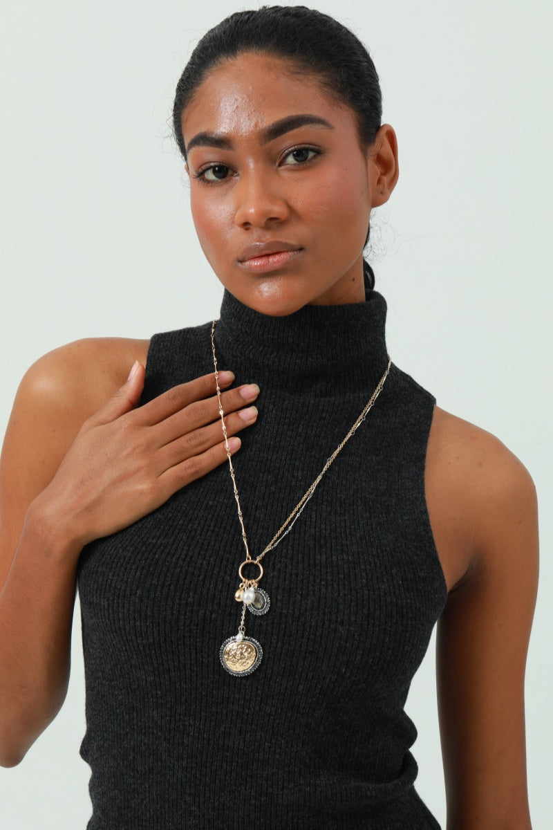 Multi-Pearl & Crystal Pendant Necklace – Layered Sparkle for Her 💎 Leto Collection