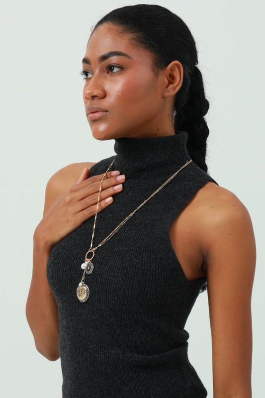 Multi-Pearl & Crystal Pendant Necklace – Layered Sparkle for Her 💎 Leto Collection
