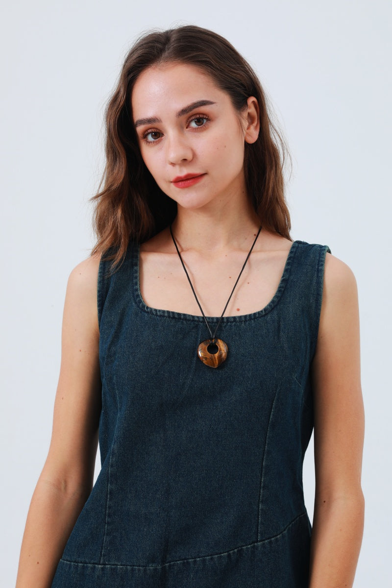 Hollow Heart Gemstone Pendant Necklace for Women – Delicate & Meaningful 💎 Leto Collection