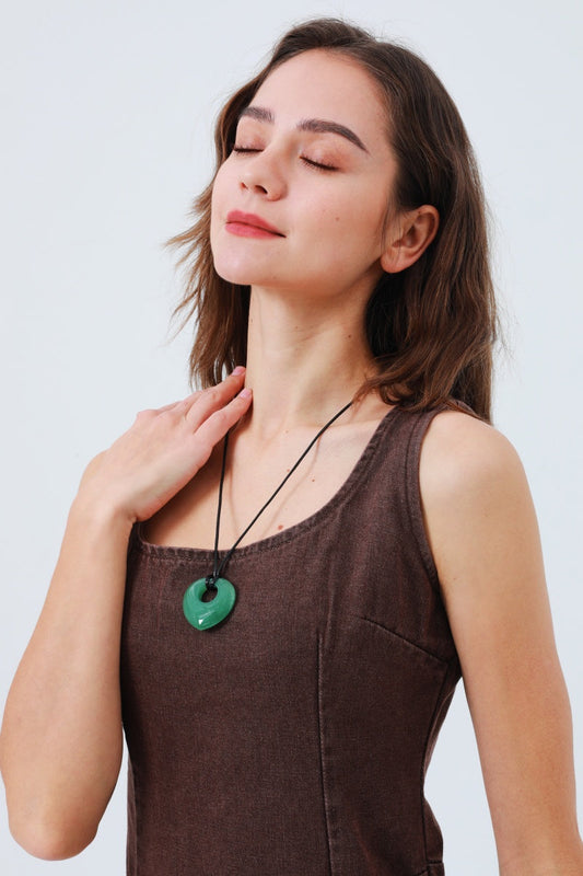 Hollow Heart Gemstone Pendant Necklace for Women – Delicate & Meaningful 💎 Leto Collection