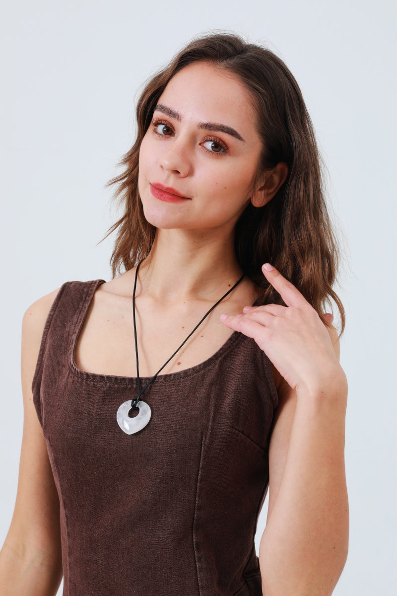 Hollow Heart Gemstone Pendant Necklace for Women – Delicate & Meaningful 💎 Leto Collection