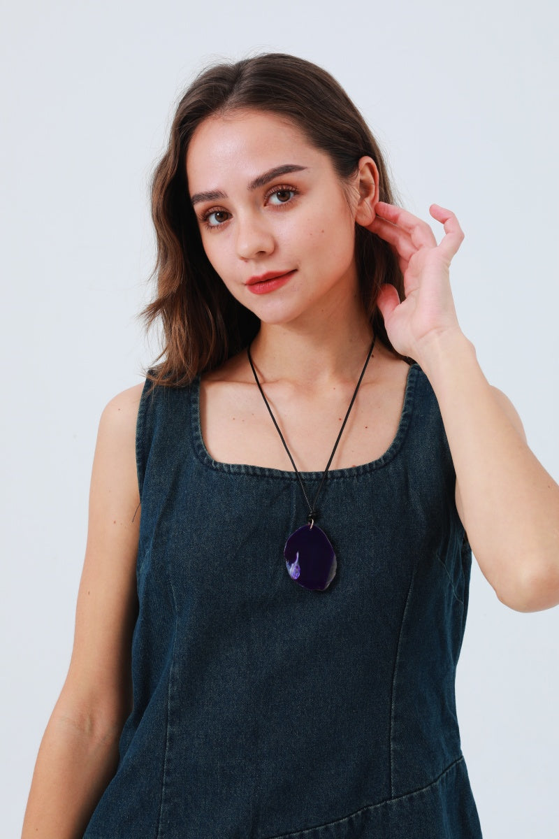 Raw Gemstone Pendant Necklace – Organic & Irregular Stone 💎 Leto Collection