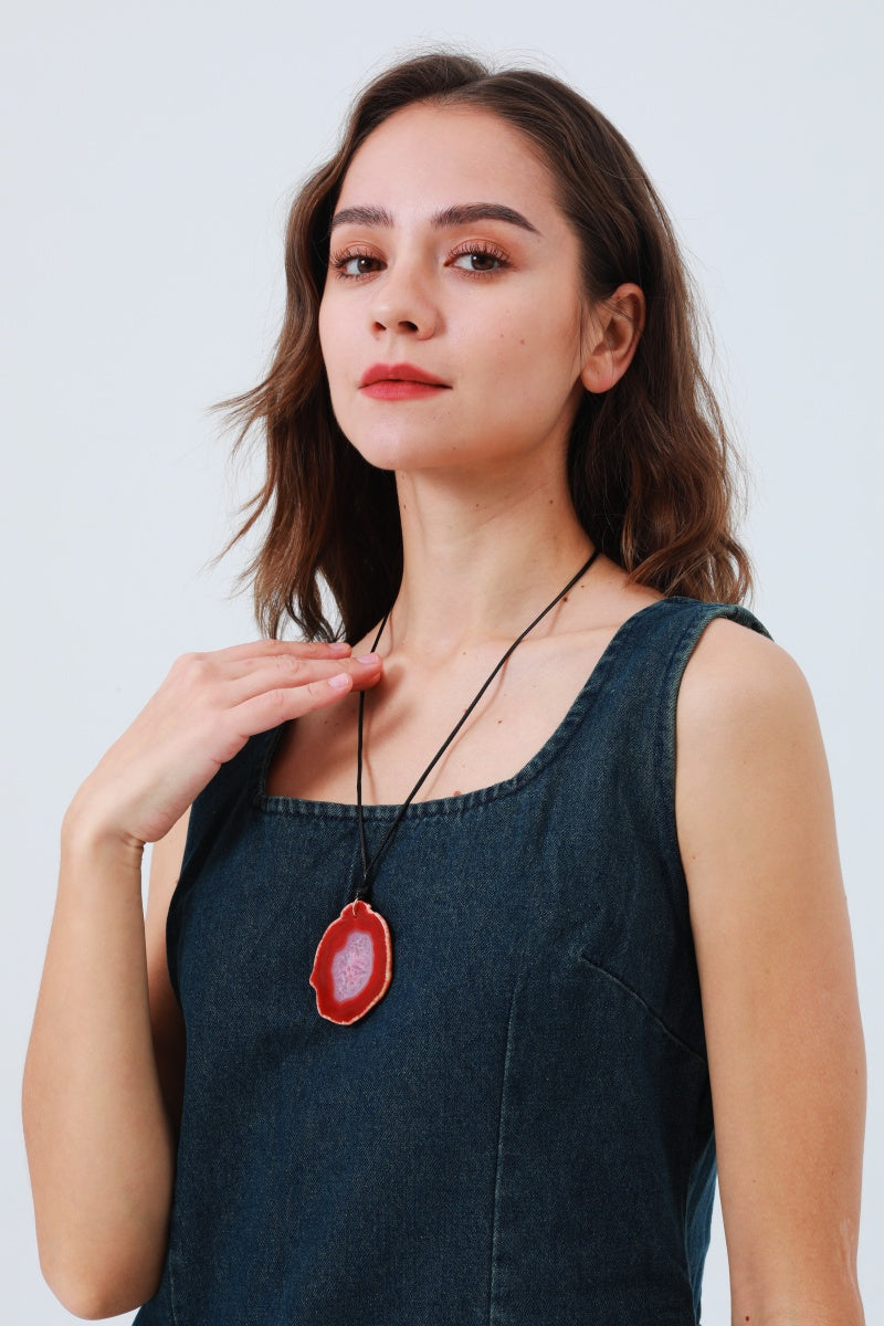 Raw Gemstone Pendant Necklace – Organic & Irregular Stone 💎 Leto Collection