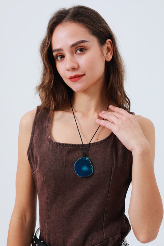 Raw Gemstone Pendant Necklace – Organic & Irregular Stone 💎 Leto Collection