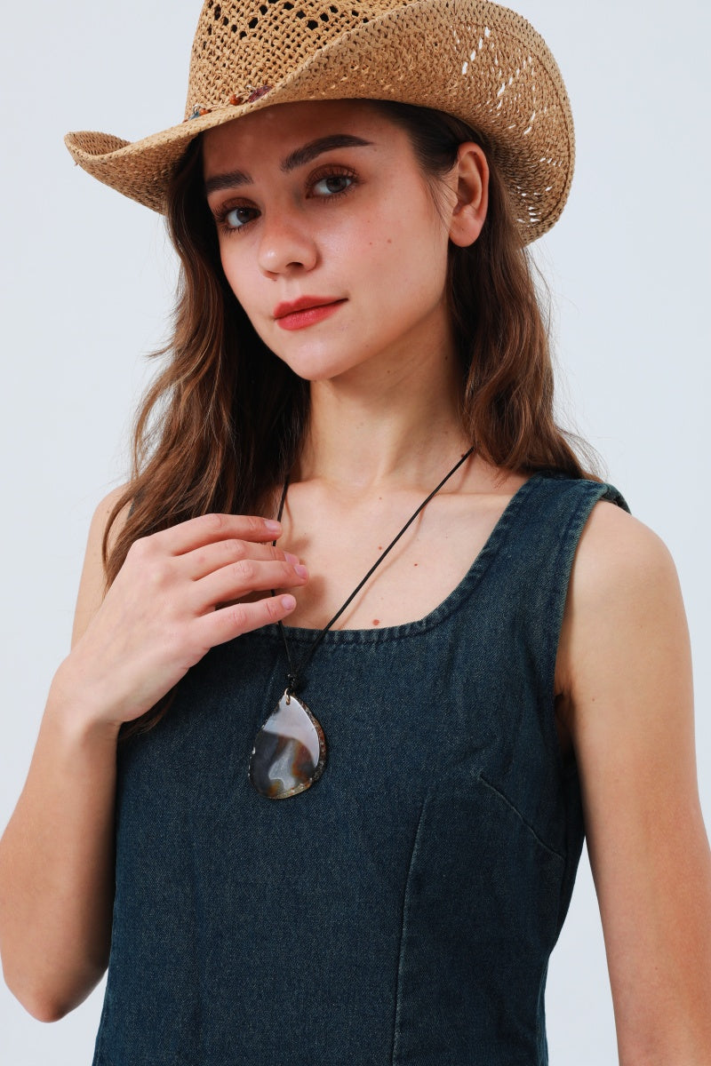 Raw Gemstone Pendant Necklace – Organic & Irregular Stone 💎 Leto Collection
