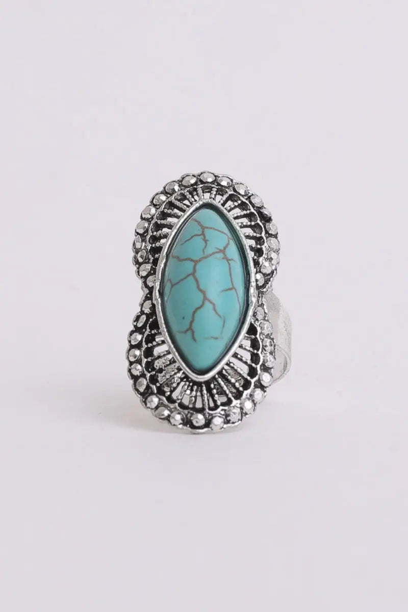 Marquise Western Adjustable Turquoise Ring 🤠💚 Leto Collection