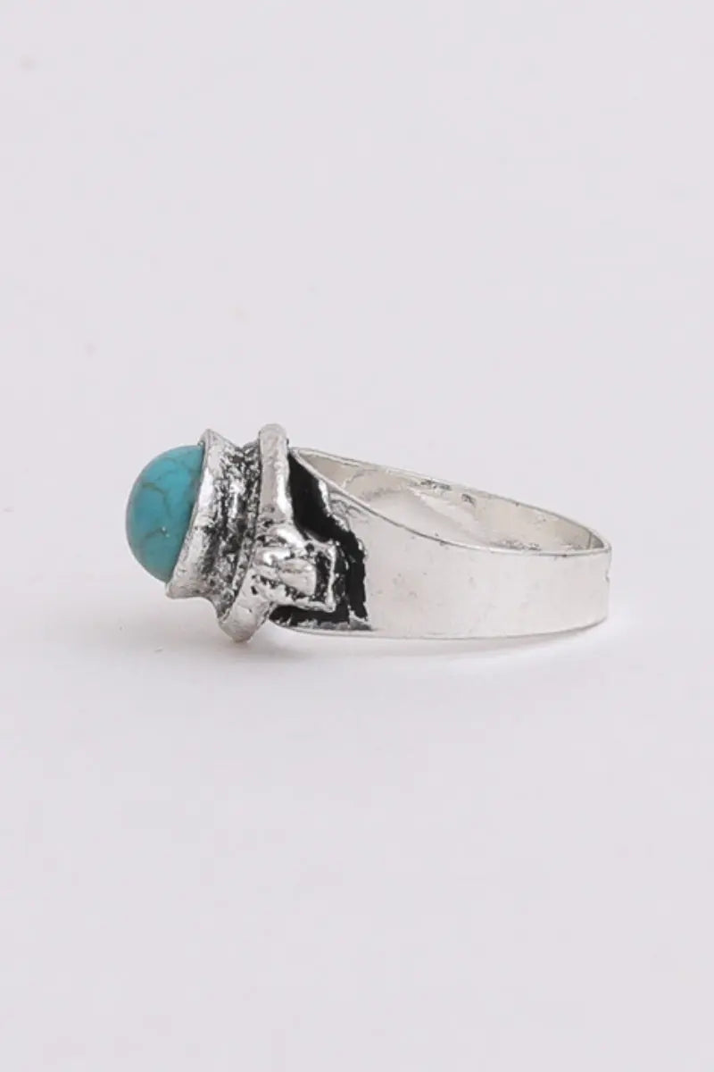 Turquoise Cabochon Ring Adjustable Band Bold Style 🪨💚 Leto Collection