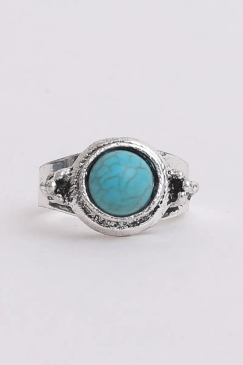 Turquoise Cabochon Ring Adjustable Band Bold Style 🪨💚 Leto Collection