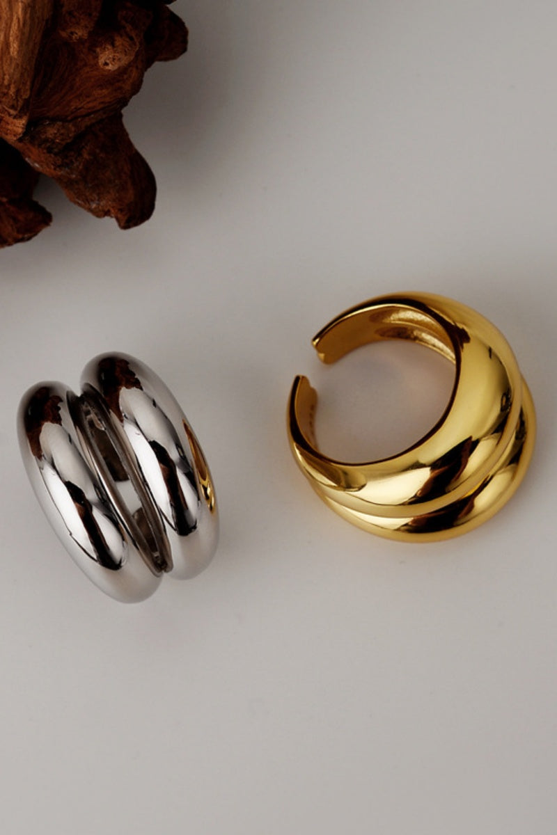 High-Shine Geometric Ring – Open-Ended Minimalist Statement ✨🔶 Leto Collection
