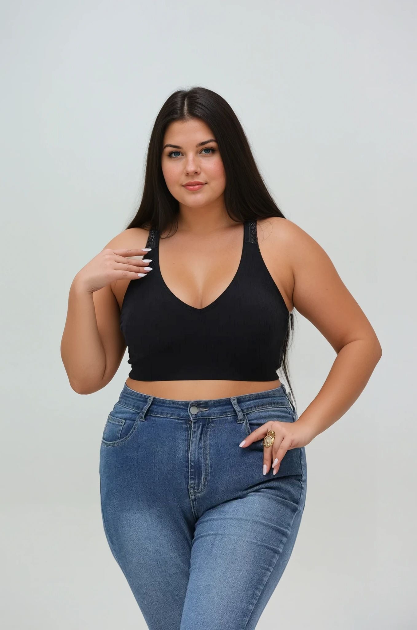 Plus Size Seamless Front Lace Racerback Bralette – Soft Stretch Fit Leto Collection