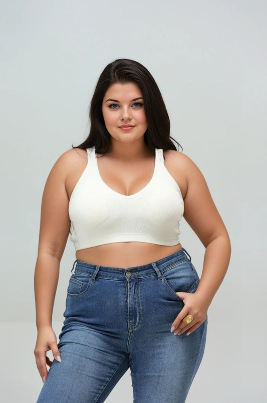 Plus Size Seamless Front Lace Racerback Bralette – Soft Stretch Fit Leto Collection
