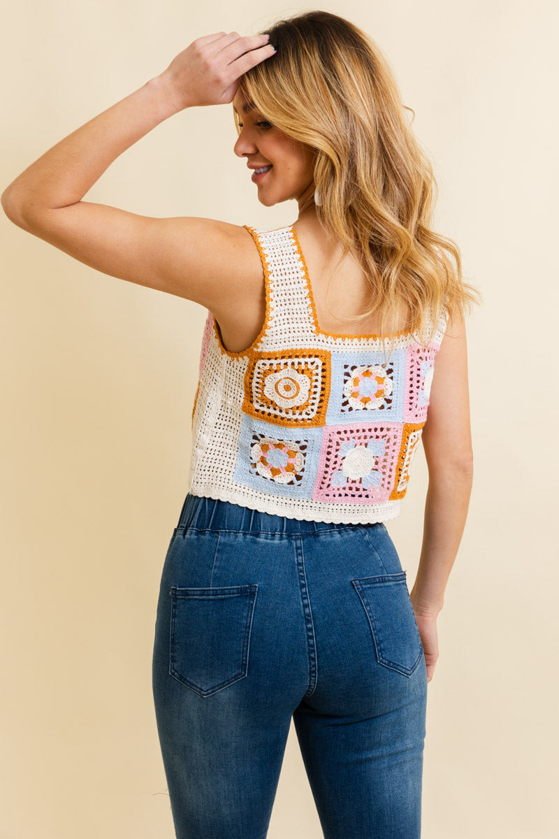Vintage Bloom Crochet Crop Top Leto Collection