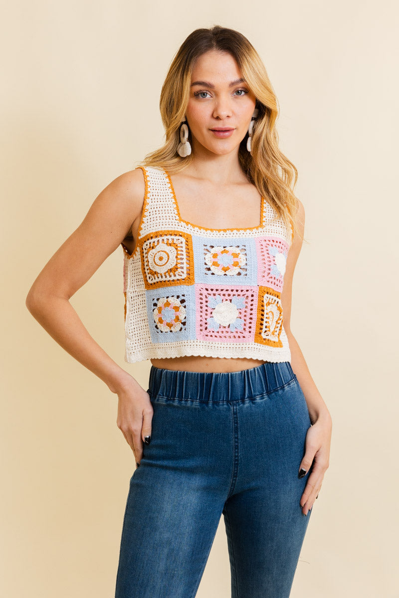 Vintage Bloom Crochet Crop Top Leto Collection