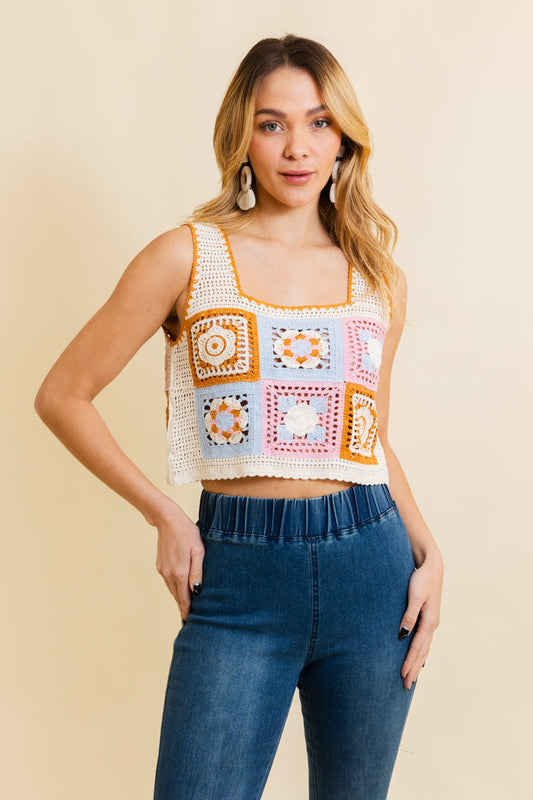 Vintage Bloom Crochet Crop Top Leto Collection