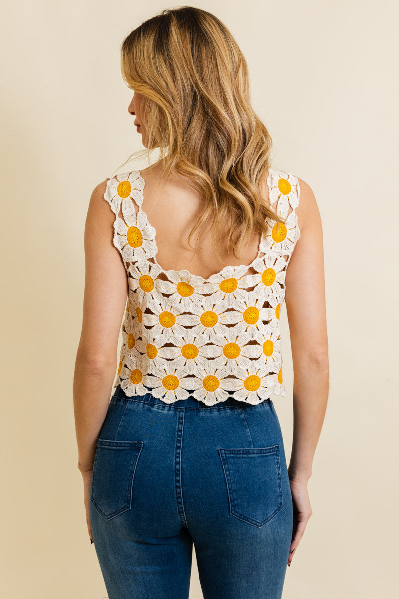 Spring Daisy Crochet Crop Top Leto Collection