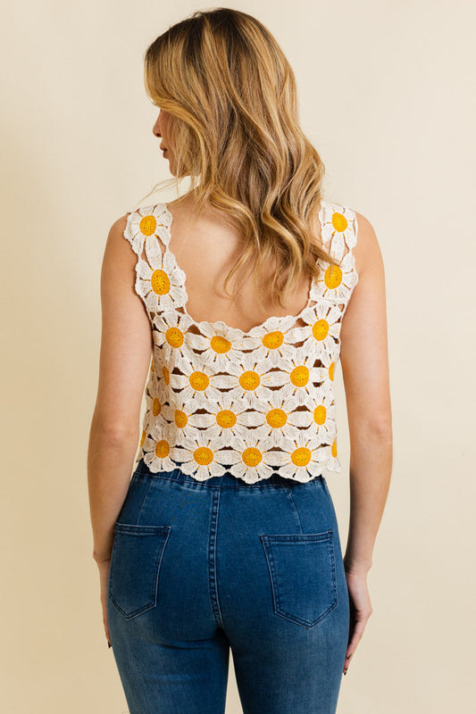 Spring Daisy Crochet Crop Top Leto Collection