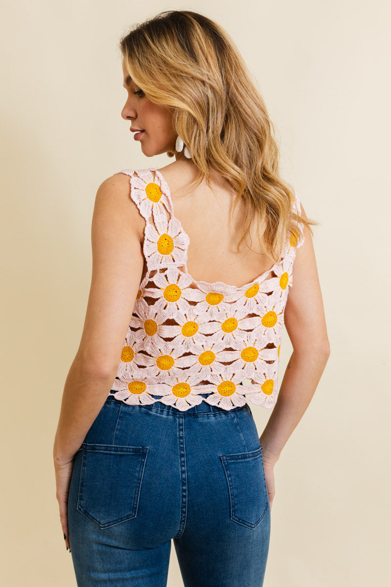 Spring Daisy Crochet Crop Top Leto Collection