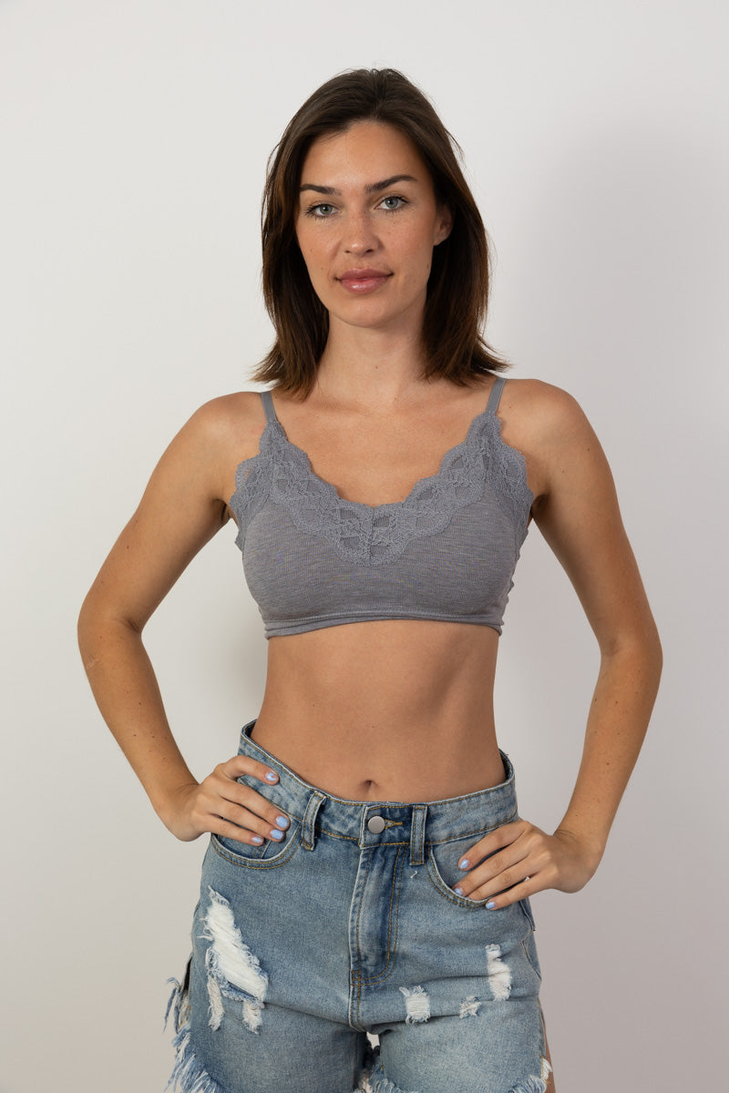 Comfort Chic Ribbed Lace Padded Bralette Leto Collection