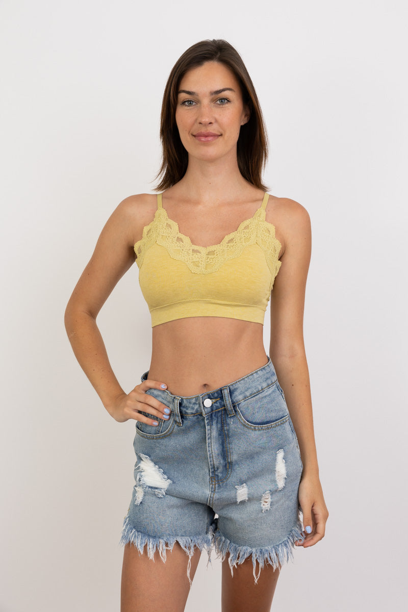 Comfort Chic Ribbed Lace Padded Bralette Leto Collection